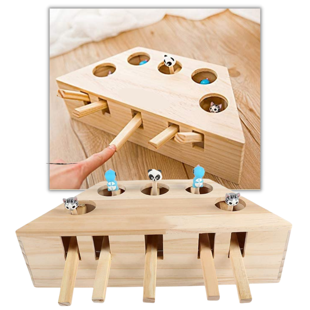 5 Hole Wooden Interactive Cat Toy