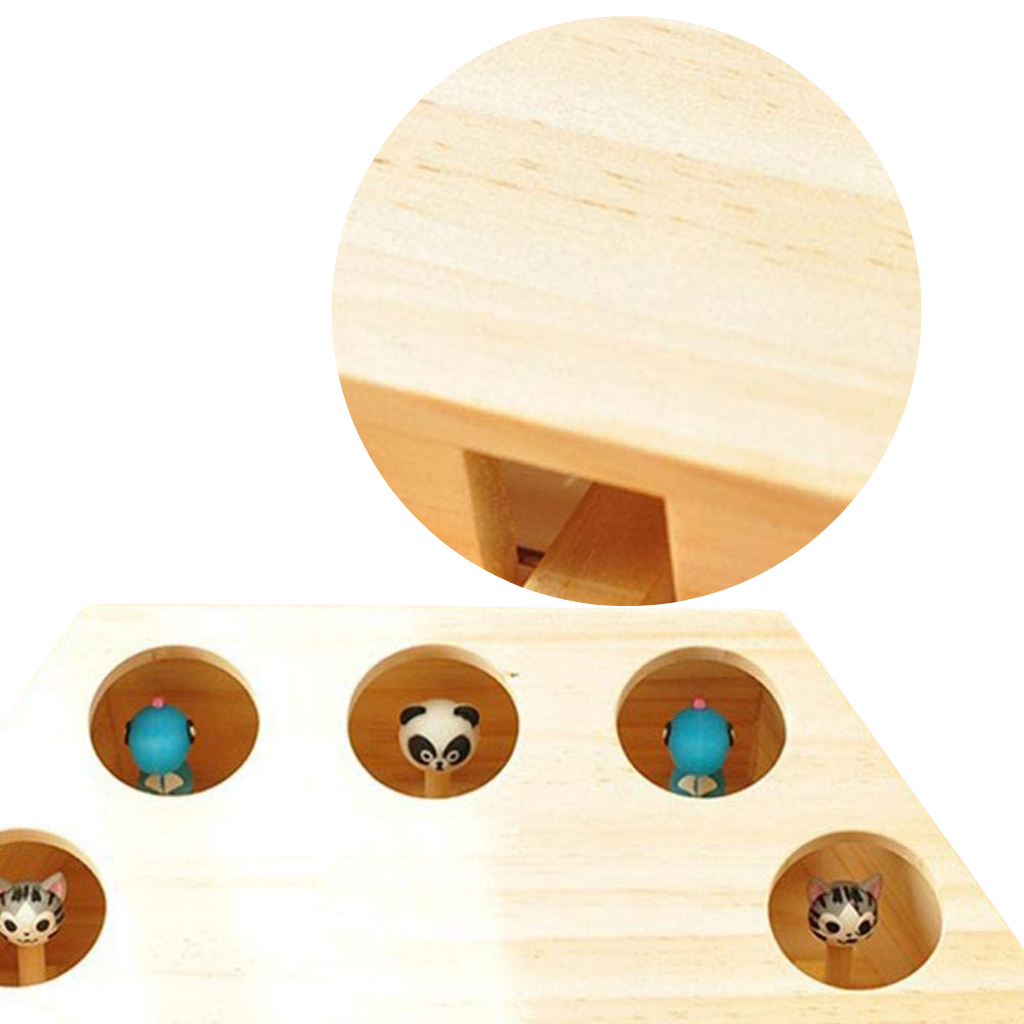 5 Hole Wooden Interactive Cat Toy