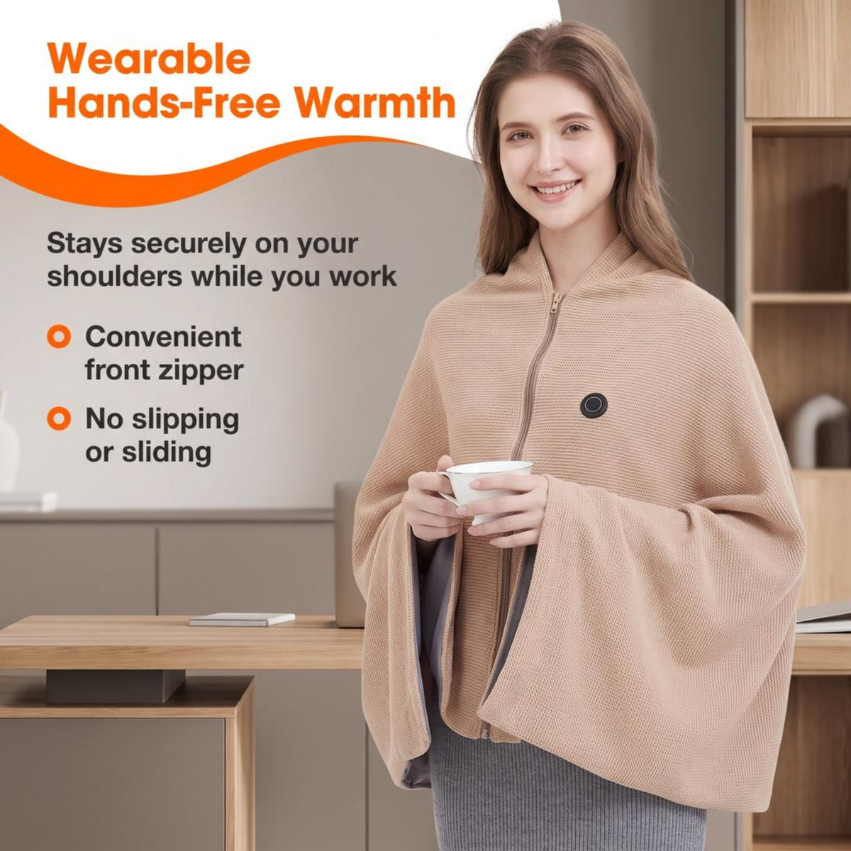 Cosy Hands-Free USB Heated Shawl - Demo Ozerty