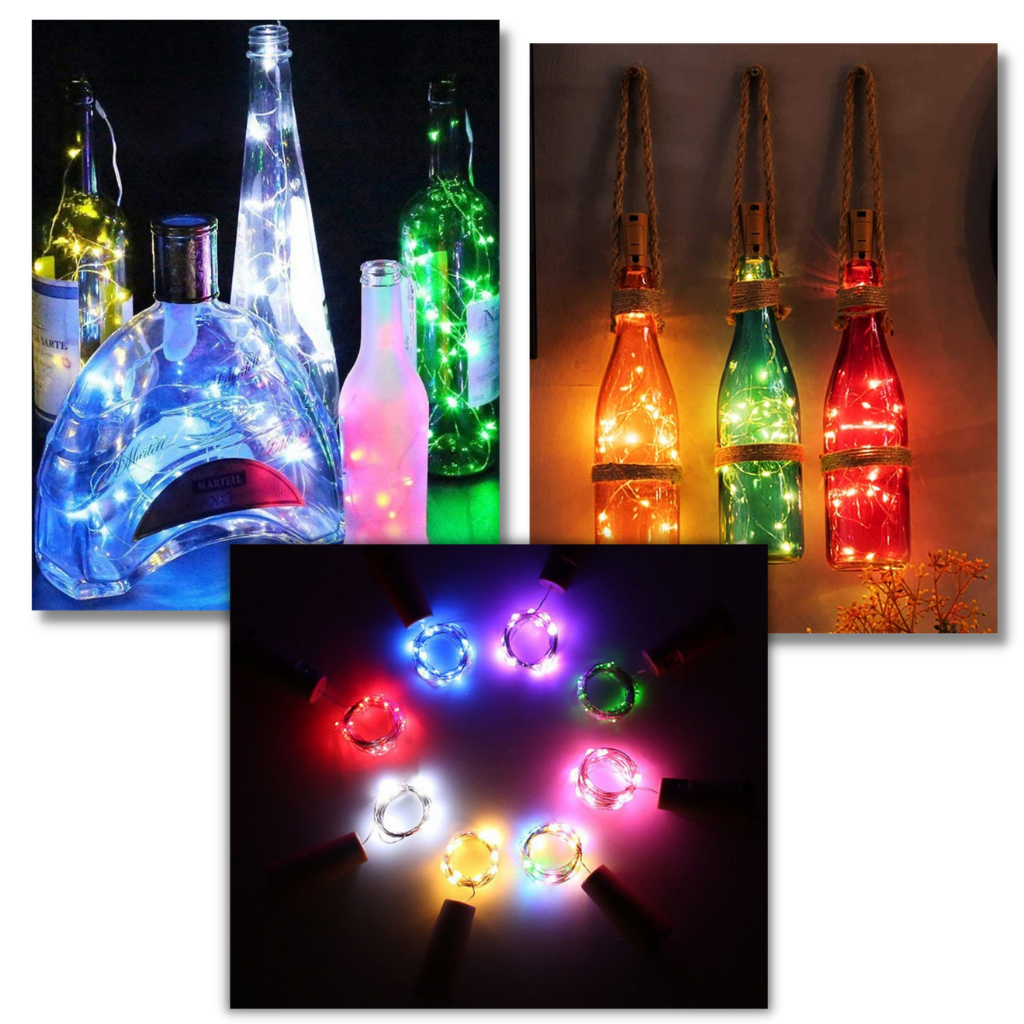 Bottle string LED light with cork (pack of 3) - Ozerty