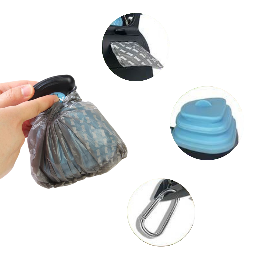Foldable dog poop scoop with bag dispenser
