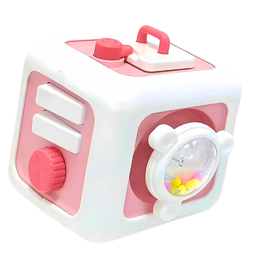 Vibrant 6 in 1 Busy Cube Sensory Toy -Pink  - Ozerty